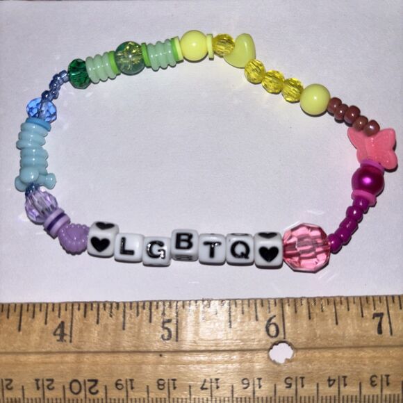 Multicolor “LGBTQ” Bracelet Adult Humor Beaded Handmade Naughty Accessories - Picture 3 of 4